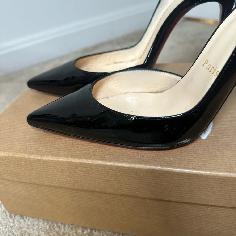 Christian Louboutin Iriza 100mm Black Patent - SIZE 38 - Picture 6 of 8